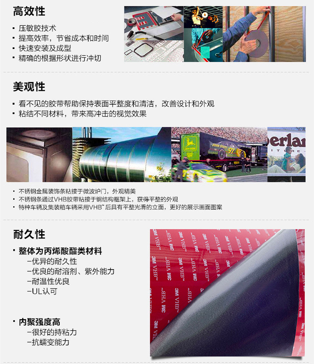 3M雙面膠S10VHB高強(qiáng)度防水耐熱雙面膠帶產(chǎn)品特點(diǎn)